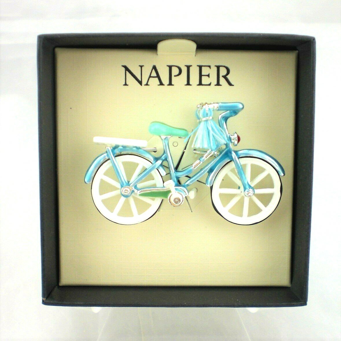 Napier Bicycle Brooch Pin Girls Bike Turquoise Retro Silver Tone NEW w Gift Box eBay
