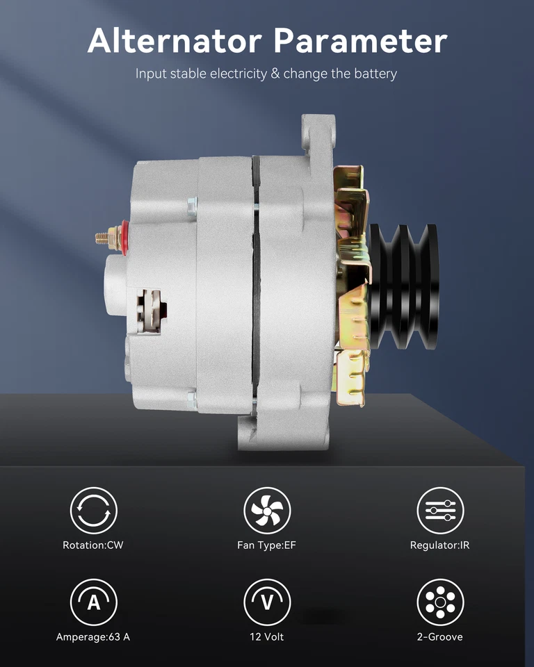 Alternador plateado 7127-SEN-2G 1 pieza apto para Cadillac DeVille V8 1977-1979 7,0 L Foto 2 de 4