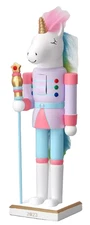 Wooden Christmas Nutcracker,13.5"UNICORN IN PURPLE UNIFORM HOLDING A STAFF 23,WS