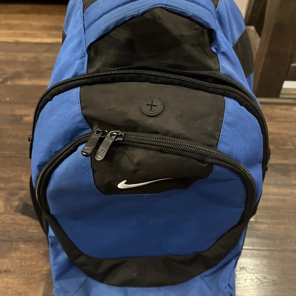Vintage 2000’s Nike Rolling Wheeled Suitcase Travel Luggage Black Blue Bag Read* - Image 2 of 4