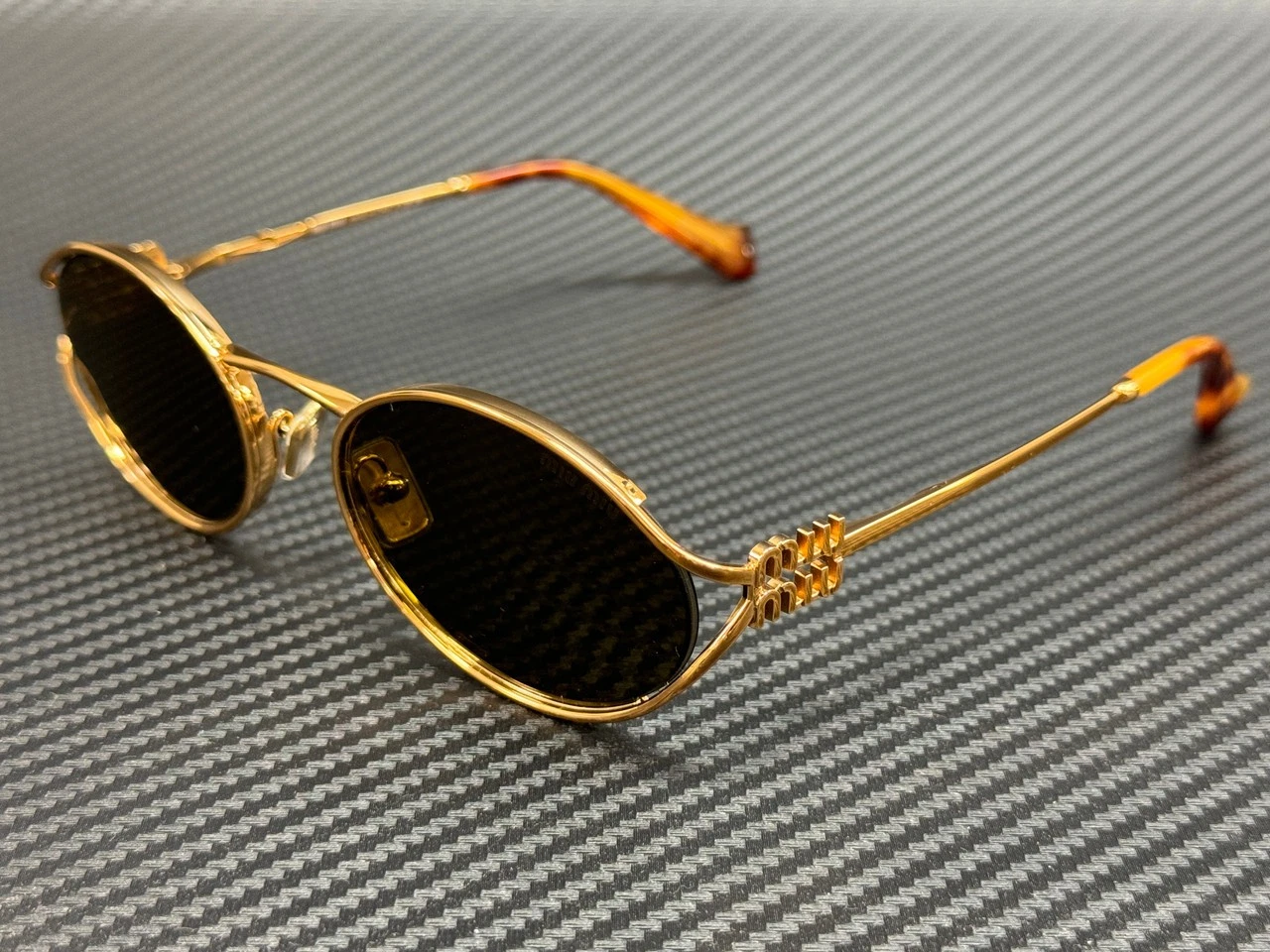 Miu Miu — MIU MIU MU 52YS 7OE01T Brass Gold Brown Women's 54 mm Sunglasses