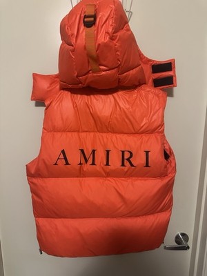 AMIRI Men's Logo Zip Puffer Vest Orange Black Solid Size M | eBay