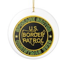 SPOKANE SECTOR BORDER PATROL BPA 3" CERAMIC CHRISTMAS ORNAMENT MADE IN THE USA S