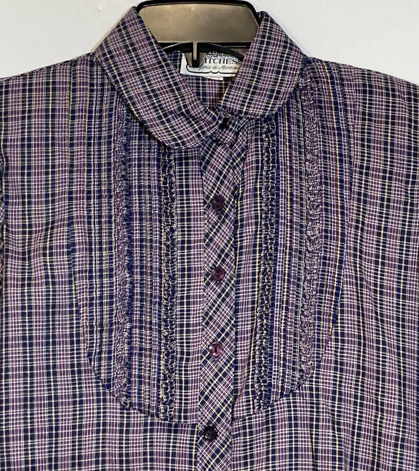 Top vintage Stitches by Marjorie de Martino Praire talla 11 cuadros cottagecore Foto 4 de 4