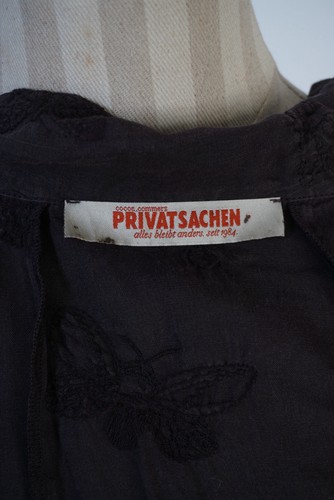 Privatsachen Cocon Commerz Brown Blouse Dragonfly Embroidery Button Up Ramie - Picture 5 of 15