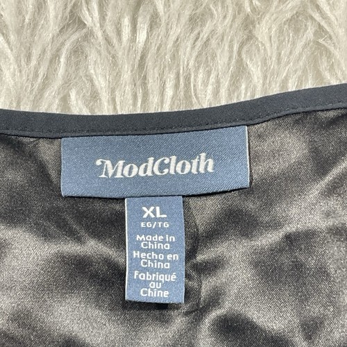 Modcloth Dress Size XL Black Aria Long Sleeve Mini Goth Wednesday Adams Sheer S2 - Picture 4 of 5