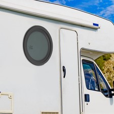 12 Inch Round Fixed RV Window Smoke Grey Aluminum Tempered Glass Camper