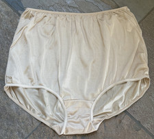 SEARS 8/XL Champagne All Nylon SATIN Full Brief Panties NWOT VINTAGE