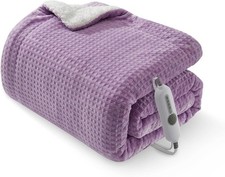 Electric Heat Blanket Soft Waffle Embossed Flannel Sherpa Throw Blanket 50x60in