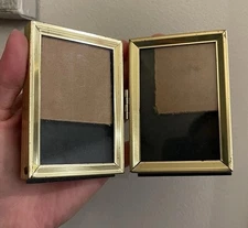 Mini 2.5x3.5” Double Hinged Brass Gold Tone Metal Photo Picture Frame Vtg