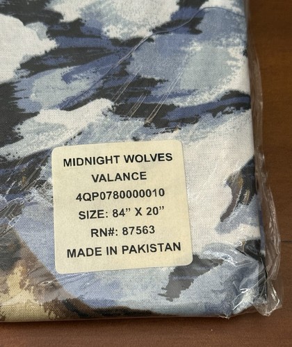 NEW Midnight Wolves Window Valance 20" x 84" Blue Howling Wolf Curtain - Picture 4 of 5