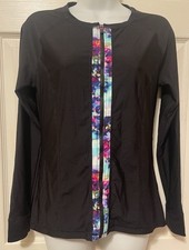 Athleta Rashguard Swimwear/ Long Sleeve Full Zip /SizeM/ Color Black with Detail