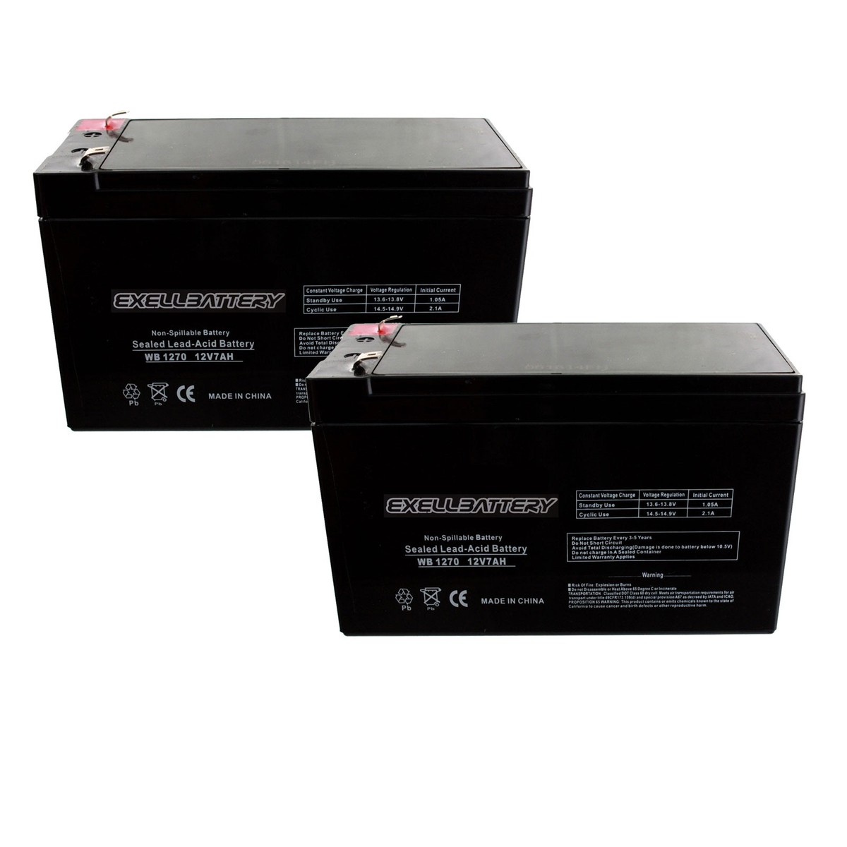 Kung Long WP12-12E F2 Cyclusbestendige Lood-vlies-accu, 12V, 12Ah Met 6 3 Mm Faston Aansluiting