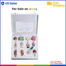 Glass Ornament Set 12 Pcs Christmas Tree Decorations Santa Angel Flower