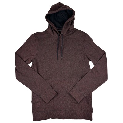 Marc Anthony Mens Slim Fit Textured Pullover Hoodie Size Small Burgundy