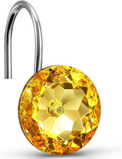 Gold Shower Curtain Hooks Rings Crystal,Yellow Diamond Decorative Shower Curtain
