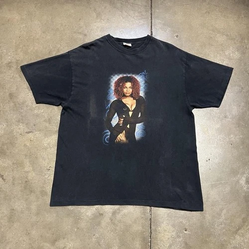 Janet Jackson Velvet Rope T Shirt Men XL Black Faded 1990s vintage concert t-shirt, vintage, size XL, single stitch, B+ condition