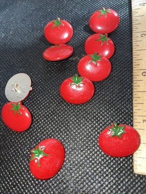 Set Of 10 Summer Tomatoes Charm Button Metal
