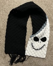 The Nightmare Before Christmas Scarf Fringe Crocheted Jack Skellington Handmade