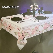 Vintage, deadstock Anastasia Floral Tablecloth By Andre Richard 52 X 70 1986 80s