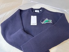 Lacoste Mens 100 Wool Lana Crocodile Sweater Size S/3 /P/CH , Navy Blue