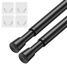 2Pack Tension Curtain Rod 26-39 Inch Adjustable Spring Loaded Curtain Rods No...