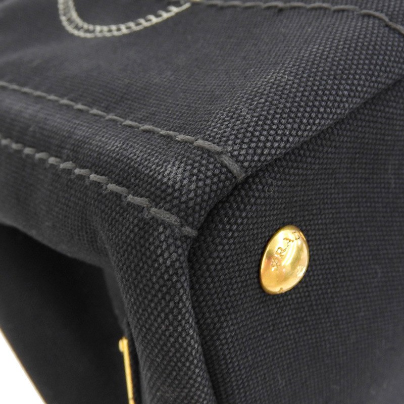 PRADA Canapa 2WAY Bag Handbag Shoulder Bag Canvas Black 1BG439 Used  OB2401 from thumbnail 3