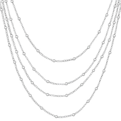 Versilberte mehrlagige Kette Halskette mit Perlen Gliederdetails für Damen 425