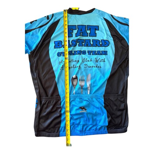 Maglia Fat Bastard Cycling Team Uomo 5 XL Austin Powers Blu Nero Cerniere Nuova con etichette - Foto 5 di 19