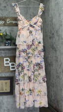 Ieena by Mac Duggal Tiered Chiffon Ruffle Sleeveless Dress Gown Pink / Multi 8