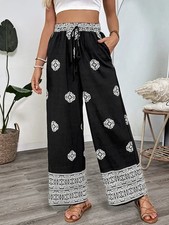 Boho Print Wide Leg Pants
