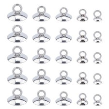 100 Pack Stainless Steel Bead Cap Pendant Bails Caps w/ Loops for Jewelry Making