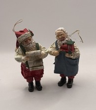 Vintage Kurt Adler Paper Mache Santa Clause Christmas Tree Ornament Set(2) 1990