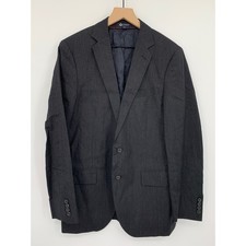 J Crew Blazer Jacket Mens 38R Charcoal Gray Wool Linen Blend Two Button