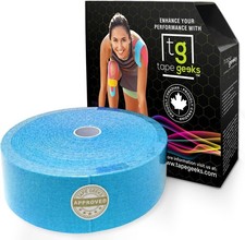 TapeGeeks Kinesiology Tape   Waterproof Uncut 2 Inch x 103.3 feet, Blue Bulk