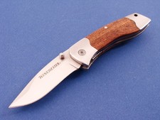 NAVAJA DE BOLSILLO WINCHESTER 4661119A MADERA PLEGABLE LINERLOCK SUPERVIVENCIA TÁCTICA EDC CASI NUEVA