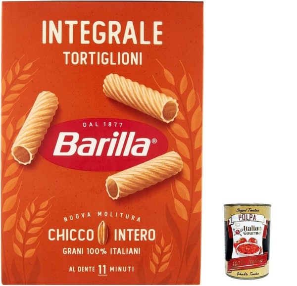 10X Pasta Barilla Tortiglioni Integrali Vollkorn Nudeln 500G+Italian Polpa 400G-image