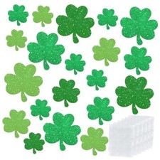 45 Pieces St. Patrick's Day Shamrock Cutouts Glitter Green Lucky Clover