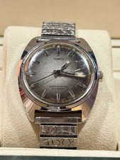 Timex Automatic Wristwatch Gray Dial Date Water Resistant Silver Bracelet