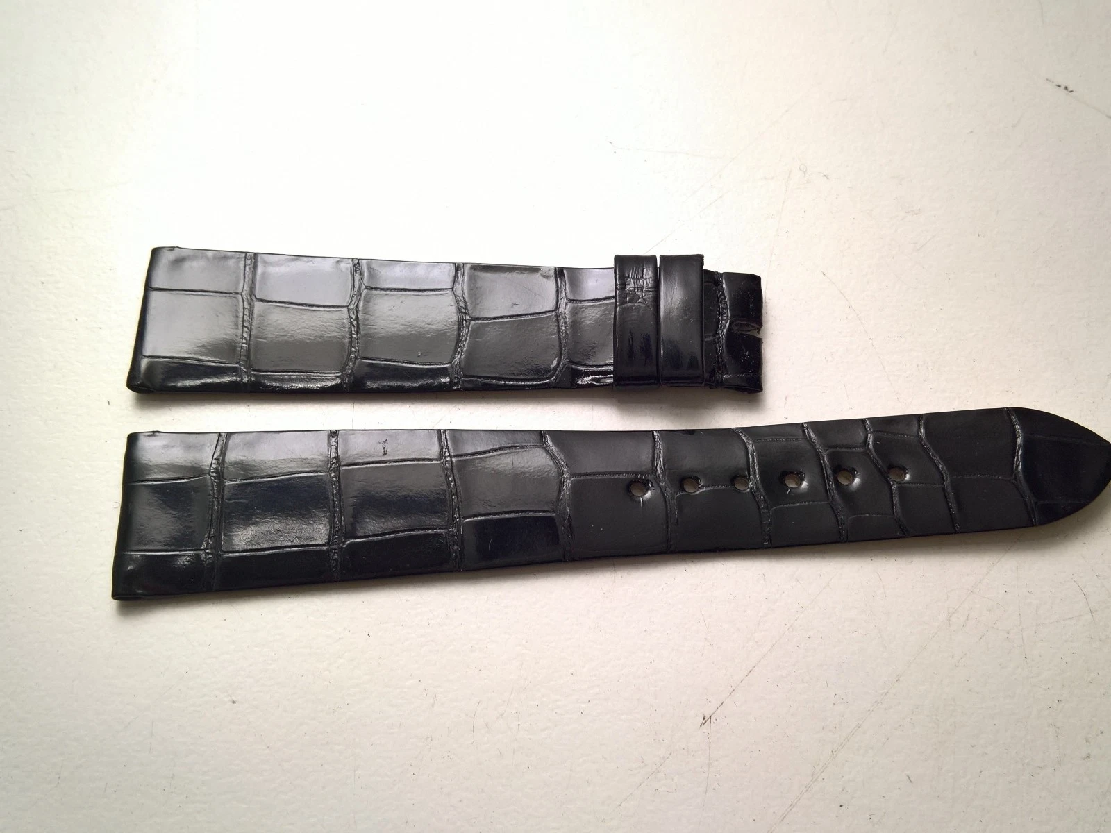Vacheron Constantin — RARE VACHERON CONSTANTIN BLACK CROCO LEATHER STRAP 20/16MM NEW GENUINE 100%