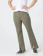 Peace Love World Contrast Garment Dyed Twill Pants Rosemary Olive Green New