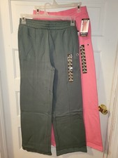 Champion Girls Wide XL Leg Sweatpants 2 Pair Long Pockets Fleece Green Pink