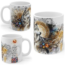 Wolf Spirit Animal Mug, Mystical Wolf Coffee Mug, Animal Totem Gift, Wolves Gift
