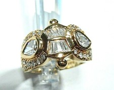  STUNNING  Gold Vermeil .925  2.00CT Statement Ring, Size 9.25