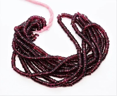 1 Strand AAA Natural Garnet Heishi Wheel Tyer Beads 4-6mm 16'' Loose Roundelle