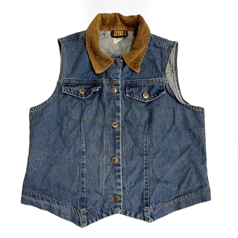 FADED GLORY vintage Denim And Corduroy Vest Vintage Denim Womens Large