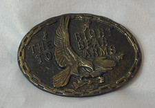 Vtg The Right To Bear Arms Belt Buckle Oval With Eagle Holding Arrows