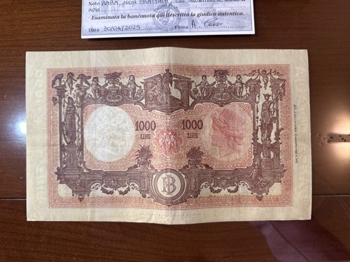 REGNO D'ITALIA LIRE 1000 GRANDE M B.I. 11 8 1943 RARA certificata BB+ BB/SPL - Picture 3 of 7