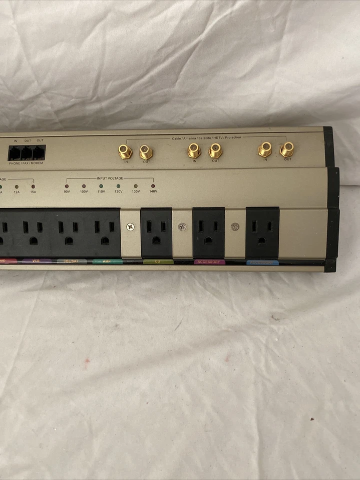 TrippLite HTPowerBar10 Surge Protector 10 Outlets Phone Fax Modem Cable In/Out - Image 2 of 4