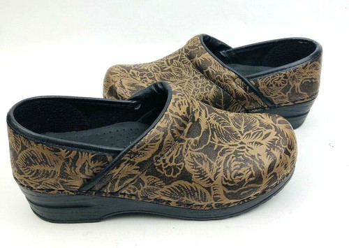 Zoccoli Sanita marrone goffrato rame glitter pelle professionale EU 37 US 6,5 EUC - Foto 3 di 9
